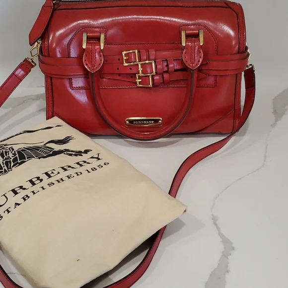 Authentic Burberry Red Leather Bag - Picture 6 of 6